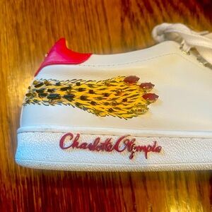 Charlotte Olympia Calfskin + print sneakers
